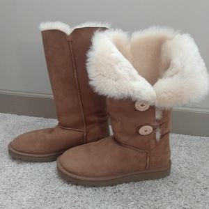 UGGs Bailey Button Triplet Sheepskin MidCalf Suede Boots